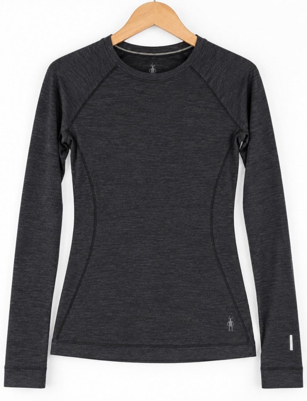 Smartwool Active Women XS Base Layer Crew Top Charcoal Heather Gray